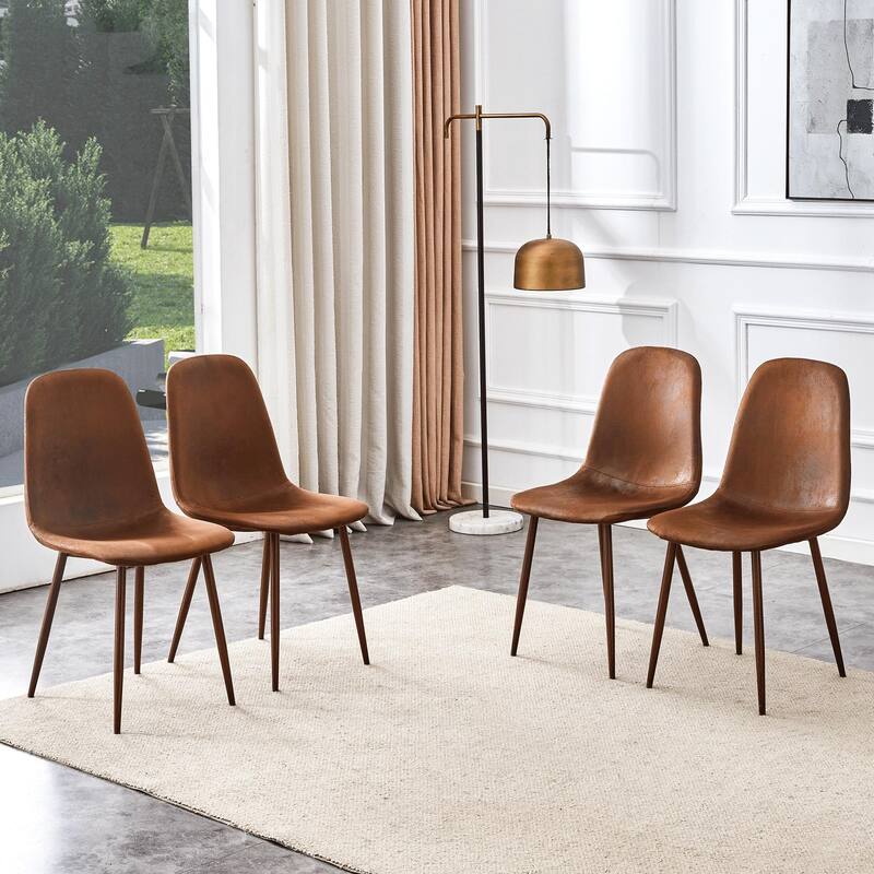 Set Of 4 Suede Backrest And Transfer Legs Chairs