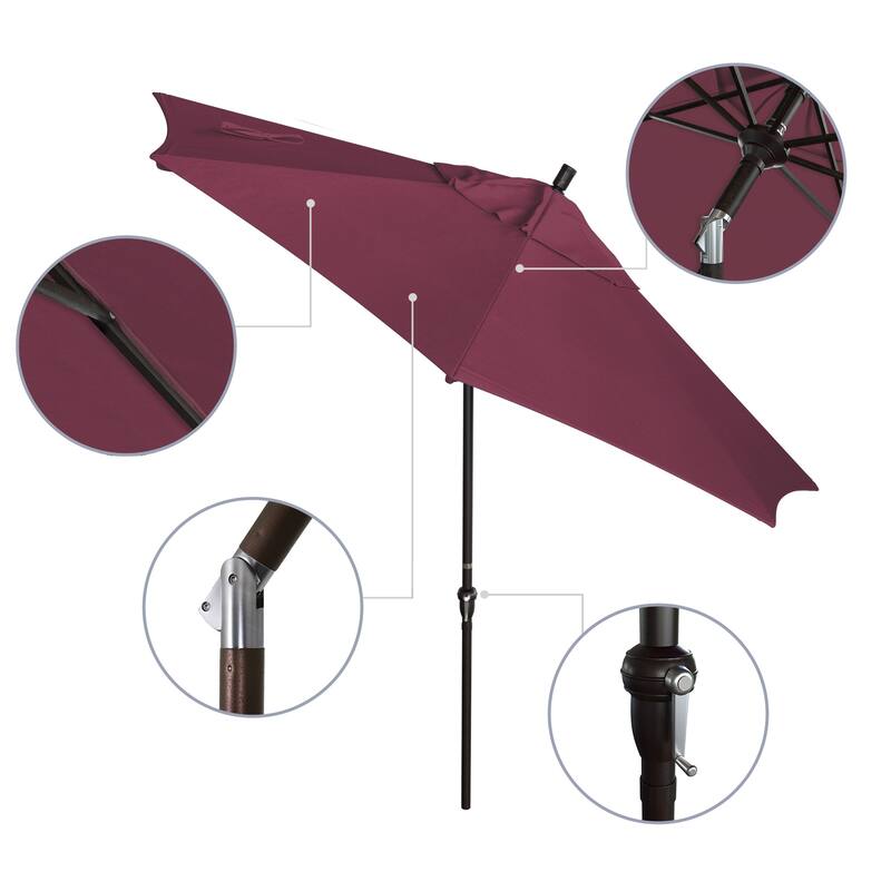 California Umbrella 9' Rd Alum Crank Open Auto Tlit Patio Umbrella