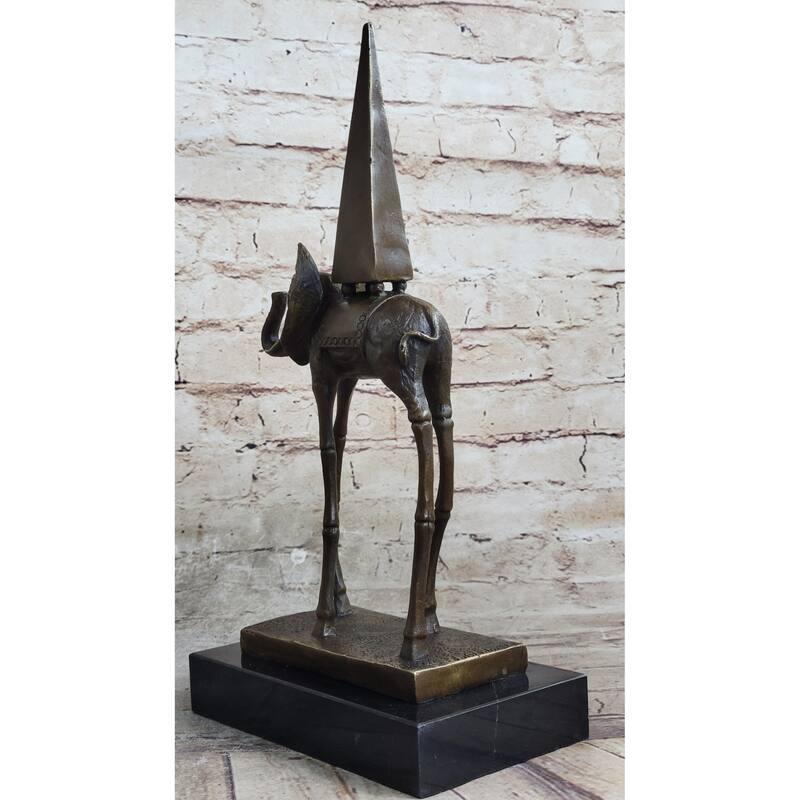 Salvador Dali Space Elephant Bronze Statue Sculpture Figure Surreal Art On Marble Base