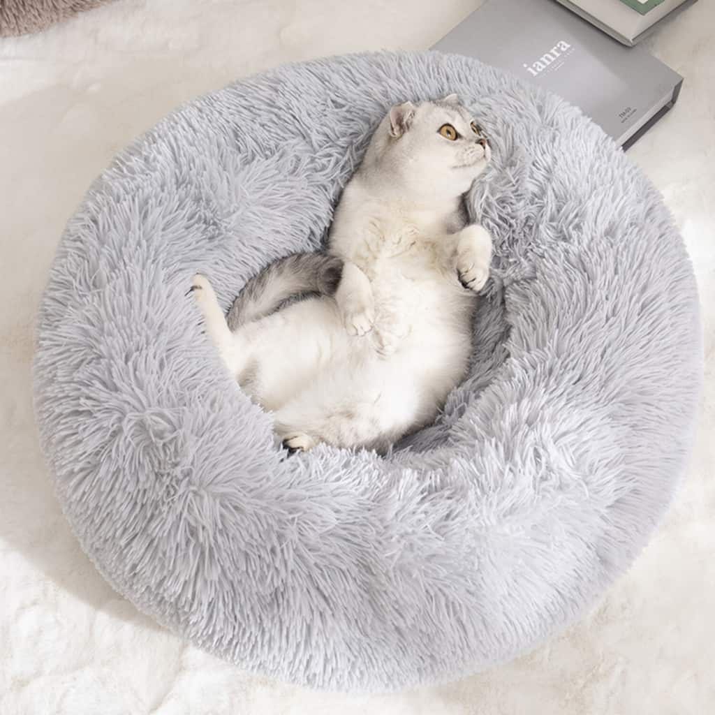 Fluffy Calming Dog Bed for Small Dogs Round Orthopedic Pet Bed with Non-Slip Bottom, Washable - Small Dogs