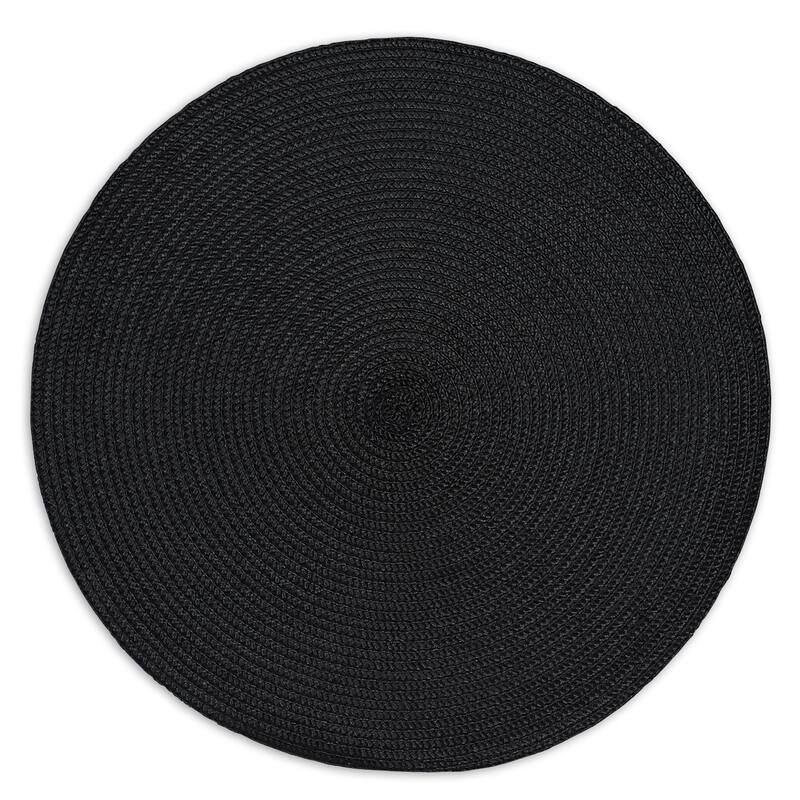 DII Black Placemat Set, 15" Dia, 6 Piece