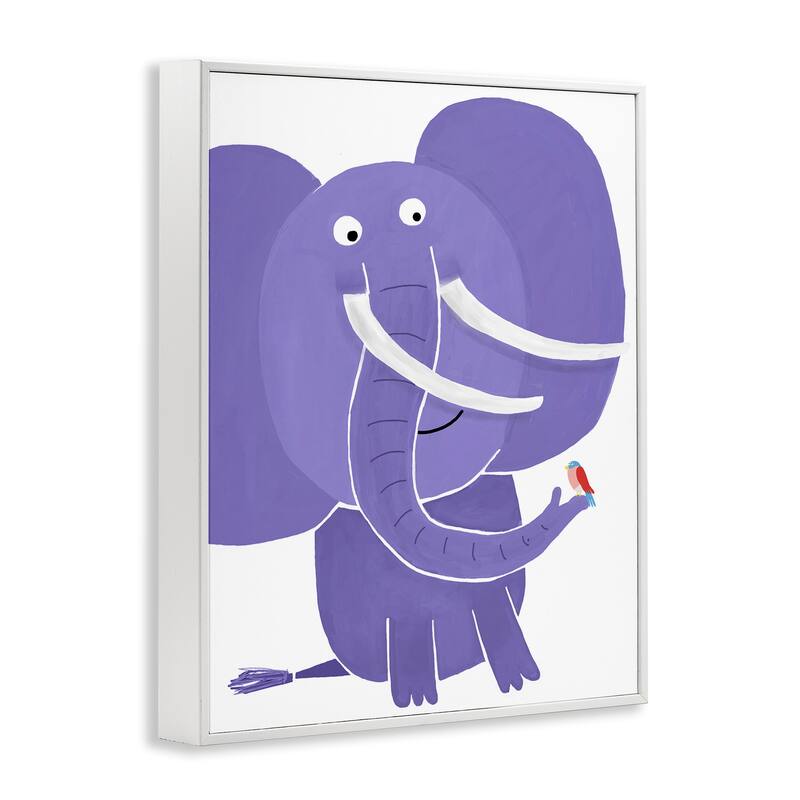 Stupell Elephant & Bird Friends Framed Giclee Art Design By Carla Daly