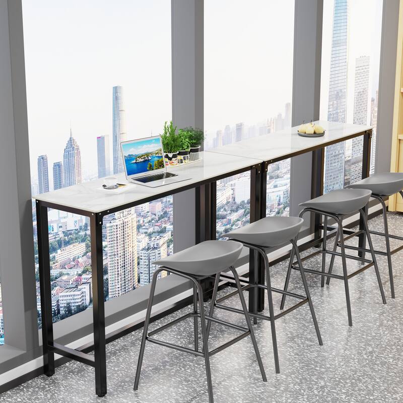 41" Height Real Marble Top Counter Height Console Bar Table - 47.2x15.75x41.4 inch