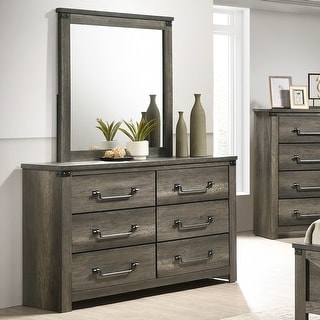 Furniture of America Vraif Farmhouse 2-Piece Rustic Grey Wood 6-Drawer  Dresser and Mirror Set - Bed Bath & Beyond - 42144010