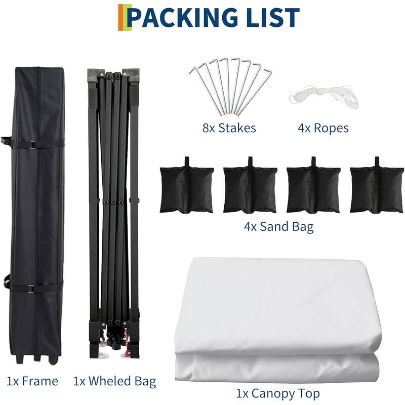 Folding Pop Up Canopy Tent, Height Adjustable