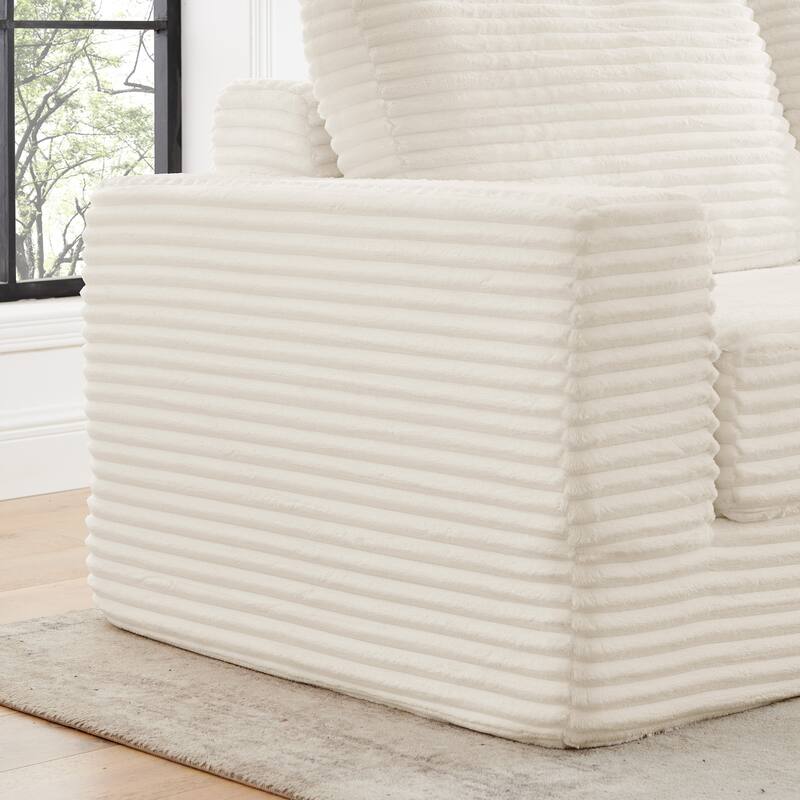 112.6" Corduroy L-Shaped Modular Sectional Sofa with Sleeper (Left)