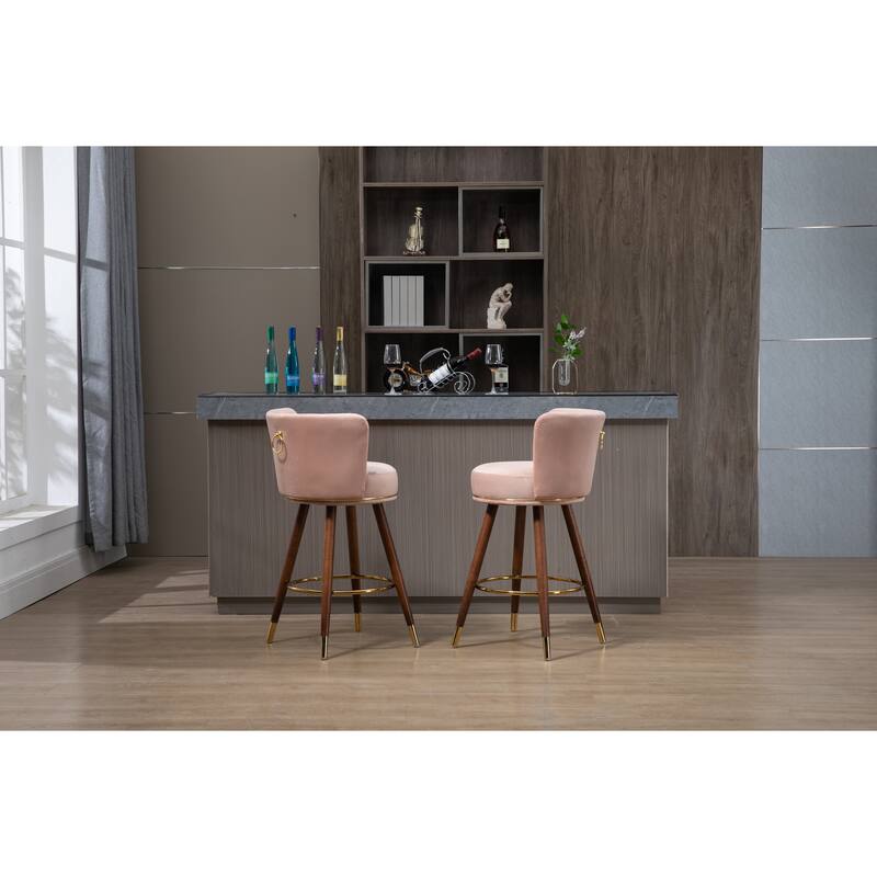 Counter Height Bar Stools Set of 2 for Kitchen Counter Solid Wood Legs