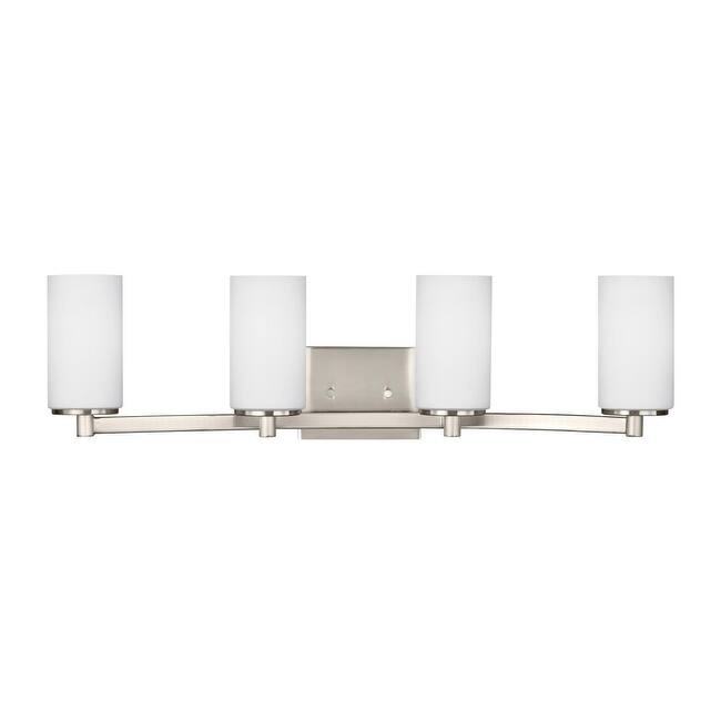 Bellevue Hamel 4 Light 29" Wide Vanity Light with Etched Glass Shade - Brushed Nickel