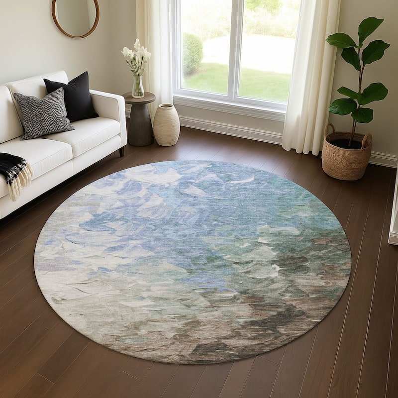 Premium Washable Super Soft Modern Current Mayfield Rug - Denim - 8' x 8'