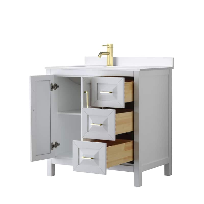 Daria 36-inch Single Vanity, Single Hole Quartz Top