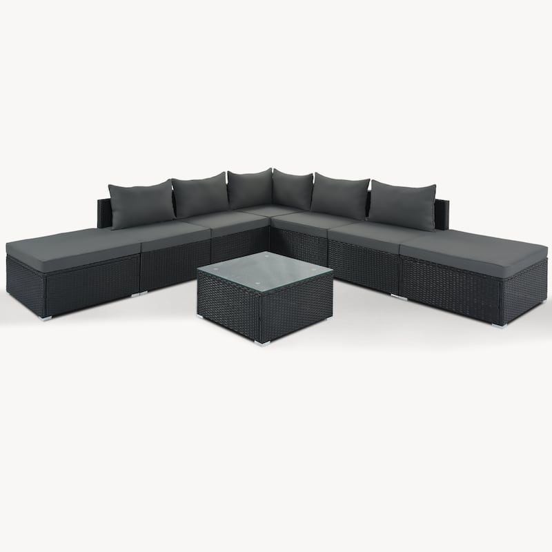 8-Pieces Patio Conversation Sofa Set with Table