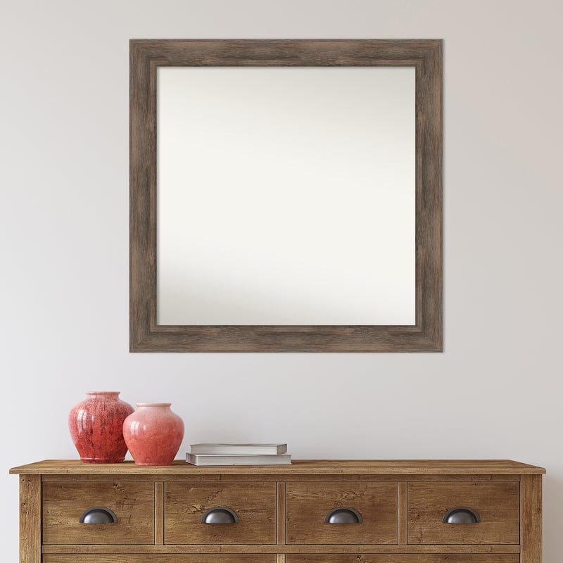 Non-Beveled Wood Wall Mirror - Hardwood Mocha Frame