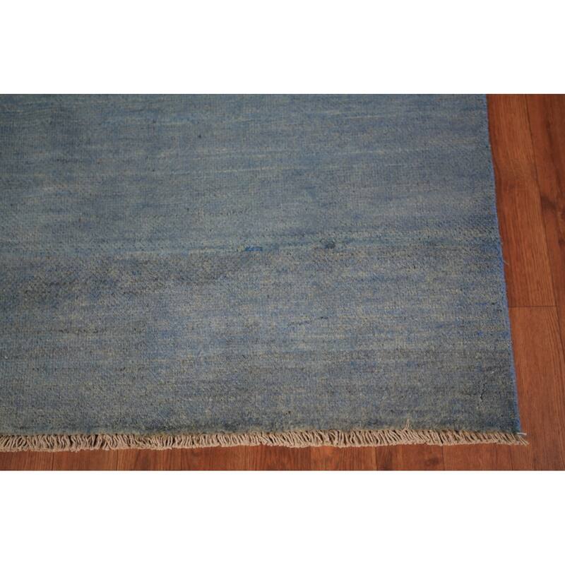 Blue Modern Gabbeh Oriental Area Rug Hand-Knotted Wool Carpet - 6'6" x 9'6"