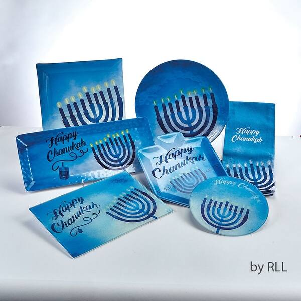 Shop 11 75 Blue And White Happy Hanukkah Menorah Tempered Glass Drip Tray Overstock 30263208