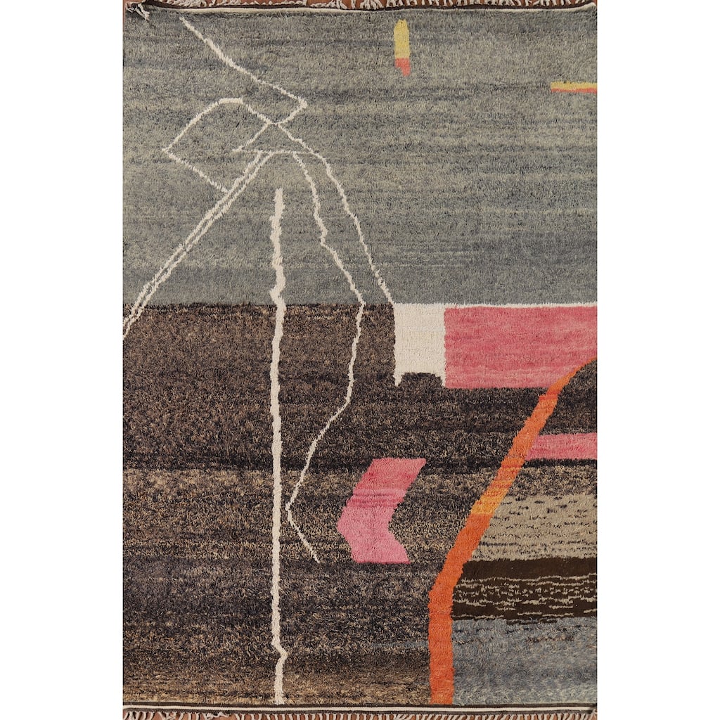 Plush Moroccan Oriental Area Rug Handmade Multi-Color Wool Carpet - 8'9" x 12'6"