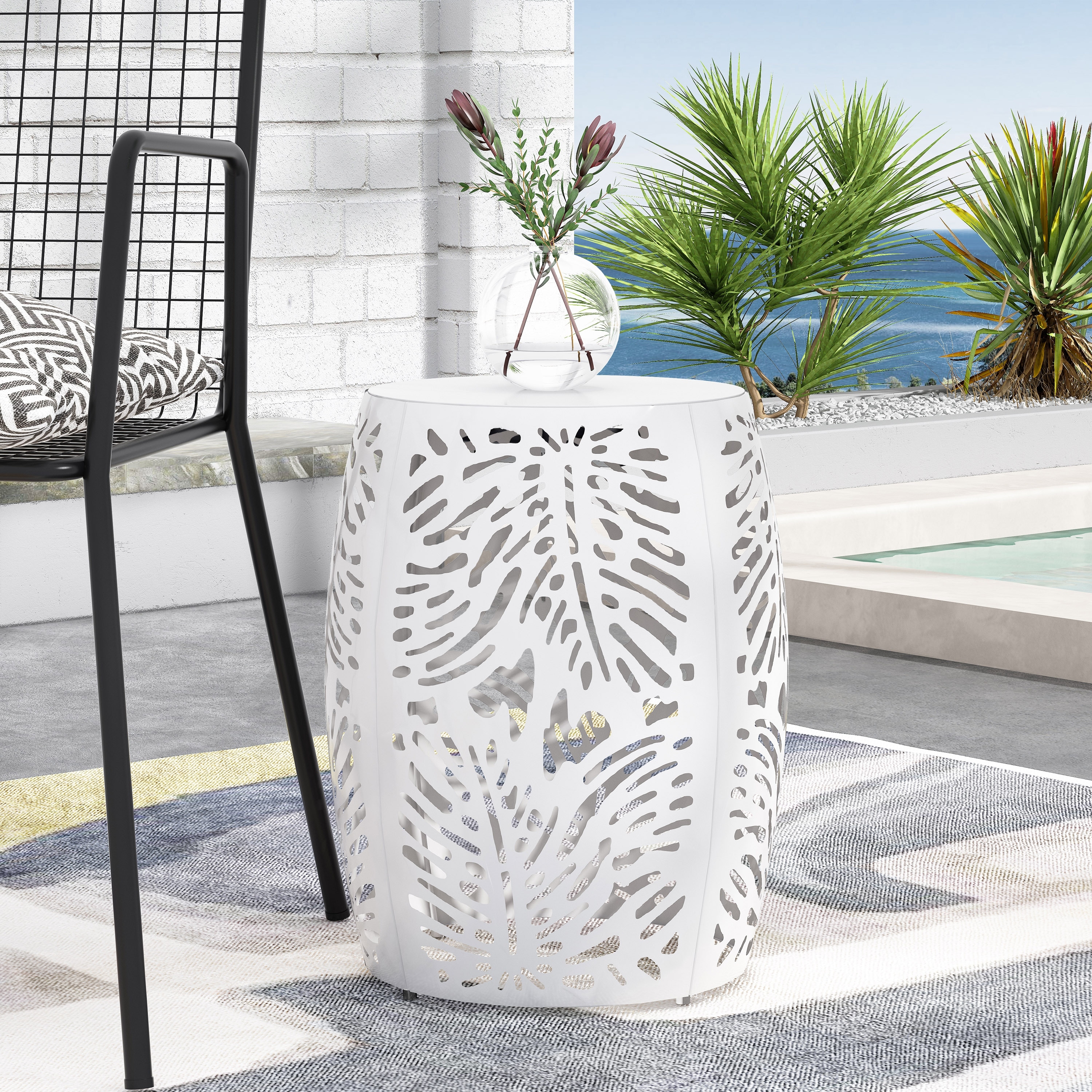 Satterlee Outdoor Outdoor Metal Side Table by Christopher Knight Home