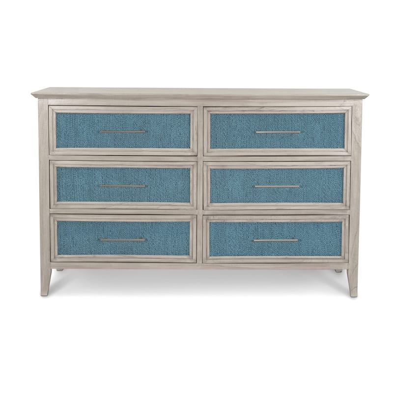 Ocean Isles 6 Drawer Woven Dresser Ocean Blue and Aged Ivory Finish