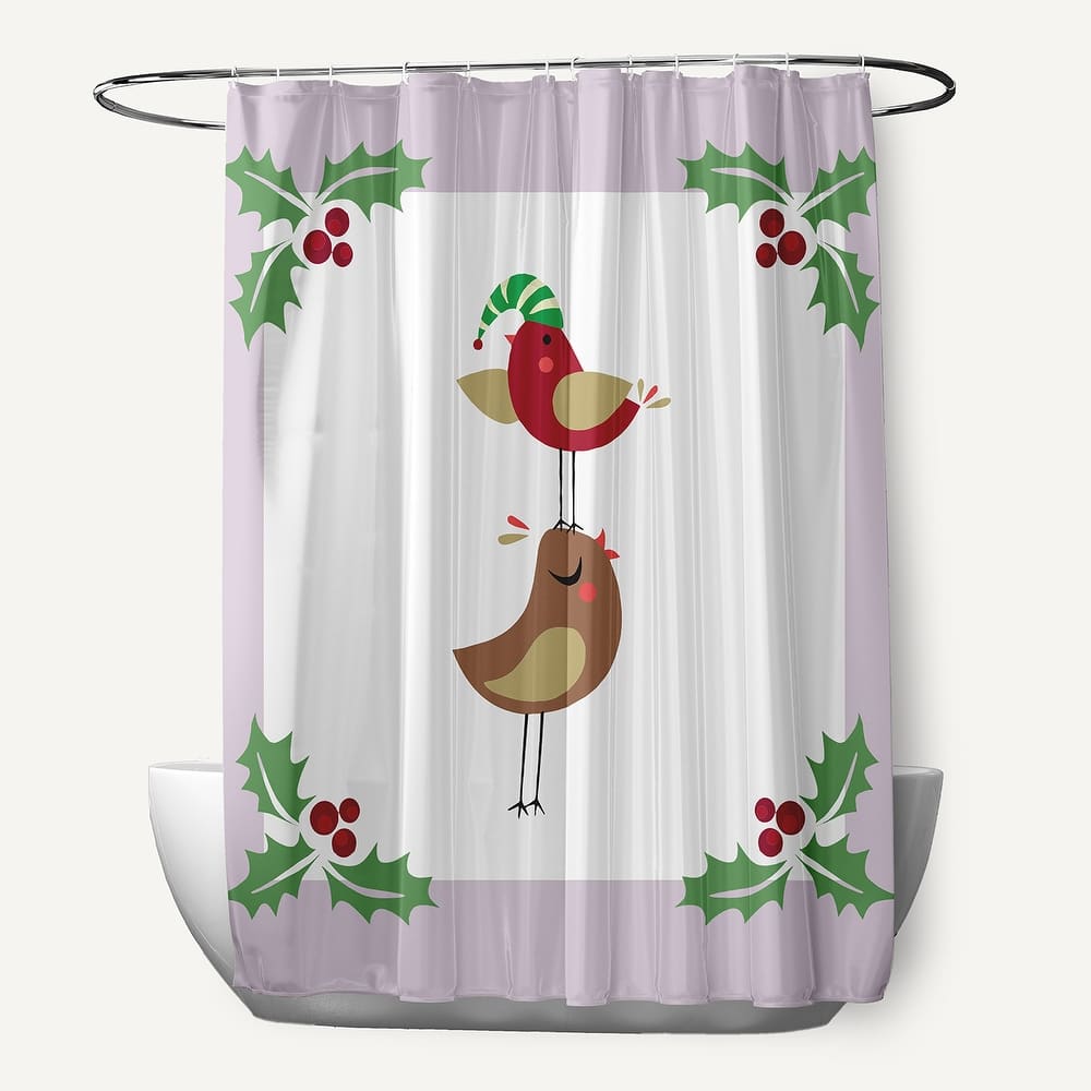 Christmas Birds Shower Curtain