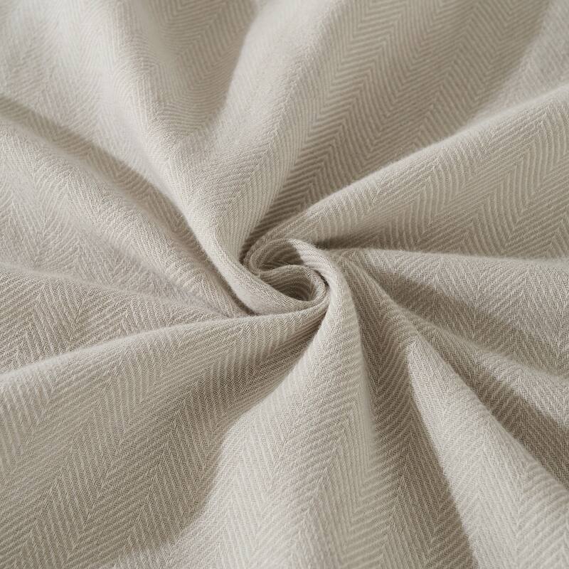 Wholinens Stone Washed Linen Cotton Blend Duvet Cover Set, Herringbone Design