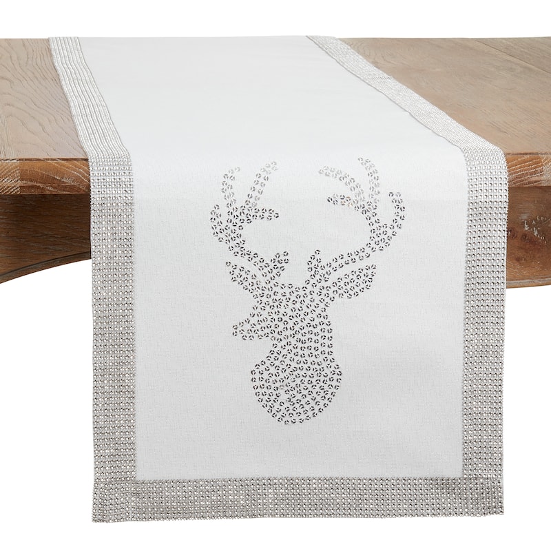 Table Runner With Sequin Reindeer Design - 16"x90"