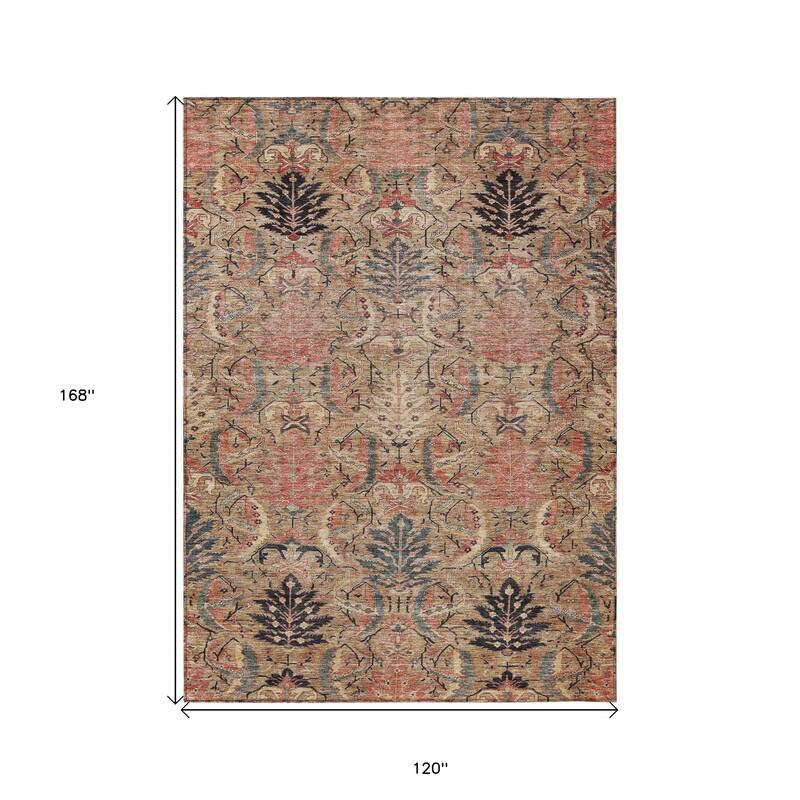 HomeRoots Damask Transitional Rectangle Outdoor Rug
