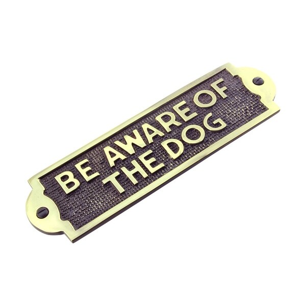 Solid Brass Black Infill Beware of the dog Public Notice Plate Lge Warning Sign