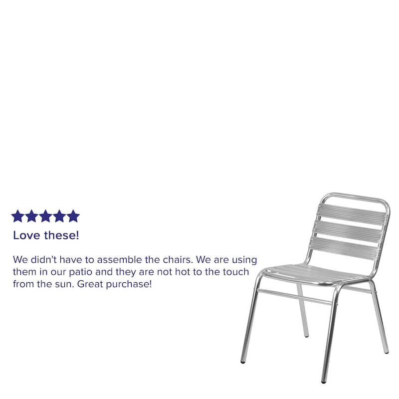 4PK Commercial Aluminum Indoor-Outdoor Restaurant Stack Chair - Triple Slat Back
