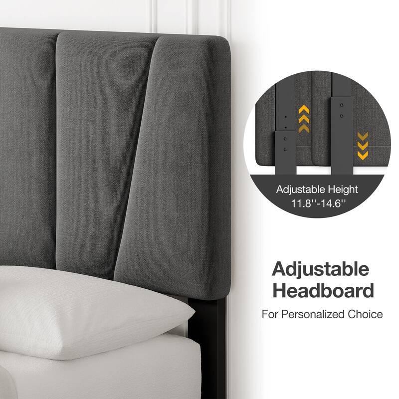 Bed Frame with Adjustable Headboard