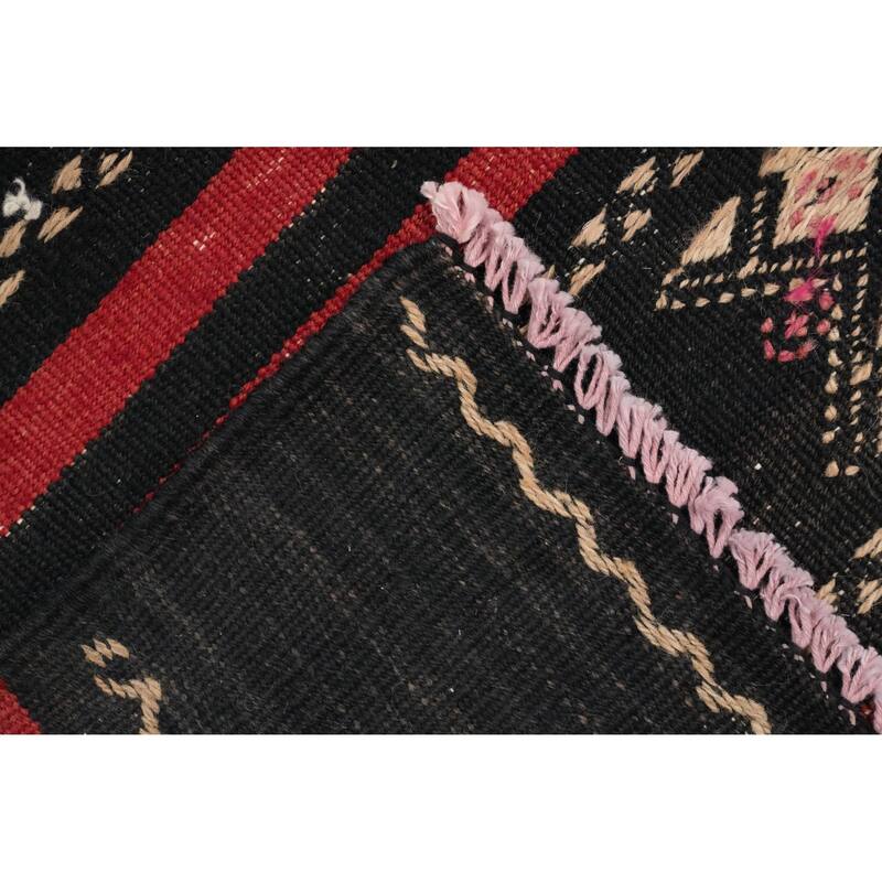 Hand Woven Oriental 100% Wool Carpet Southwestern Tribal Black Kilim Area Rug - 7' 9'' X 5' 11''