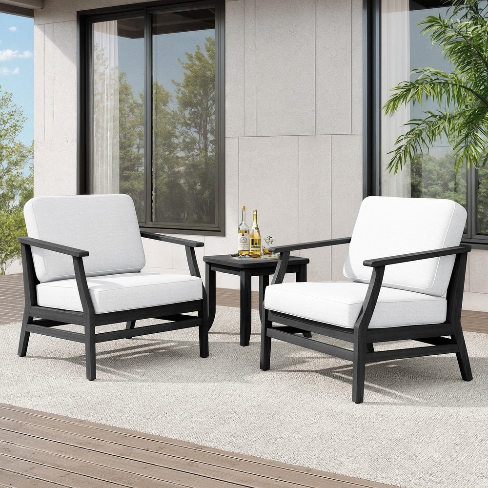 Teak Outdoor Bistro Set with Weather-Resistant Cushions (3-Piece Set)