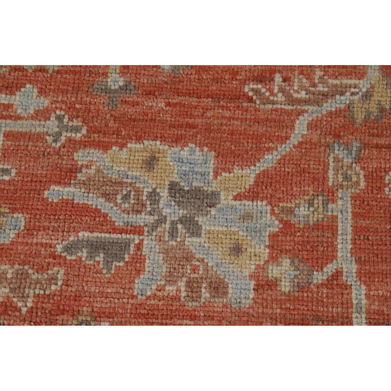 Hand Knotted Oriental 100% Wool Carpet Transitional All-Over Oranges & Rust Oushak Area Rug - 12' 7'' X 9' 0''