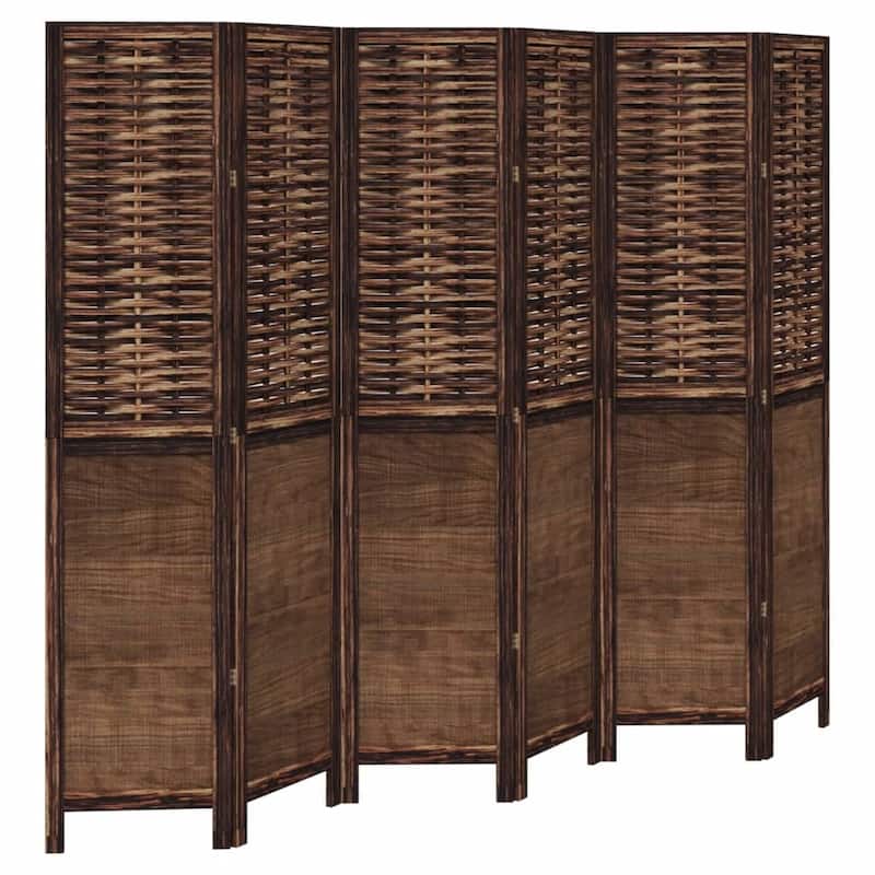 vidaXL Room Divider Privacy Screen Living Room Dark Brown Solid Wood Paulownia