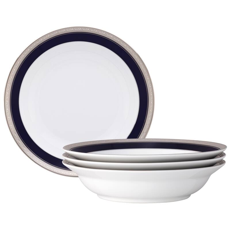 Crestwood Cobalt Platinum Set of 4 Rim Dinner Bowls, 10", 25 oz.