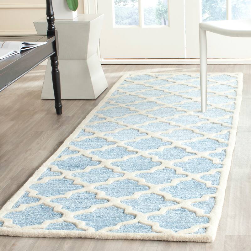 SAFAVIEH Handmade Precious Melanya Modern Polyester Rug - 2'6" x 8' Runner - Mist Blue