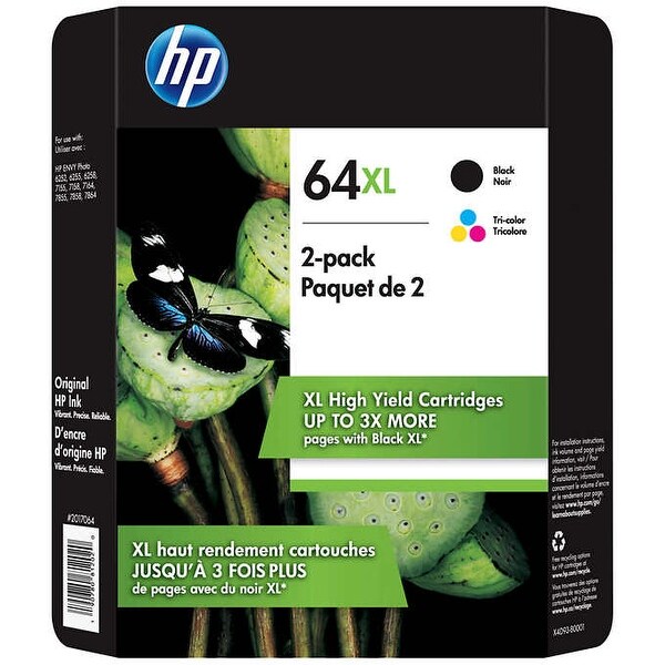 HP 64XL High Yield Ink Cartridge, Black & Tri-Color, 2-pack - N/A