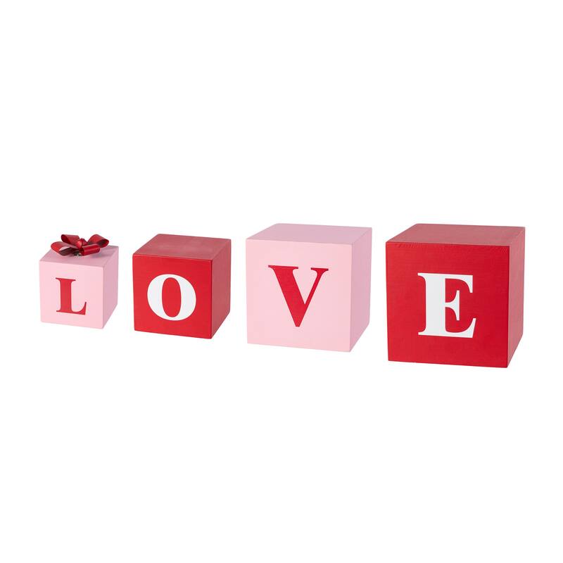 Glitzhome 25"H Valentine's Wooden Double-Sided XOXO & LOVE Boxed Porch Decor