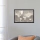 preview thumbnail 15 of 13, iCanvas "Brown Detailed World Map With Cities, Davey" by blursbyai Framed