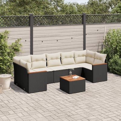 vidaXL Patio Sofa Set with Cushions Outdoor Furniture 8 Piece Poly Rattan
