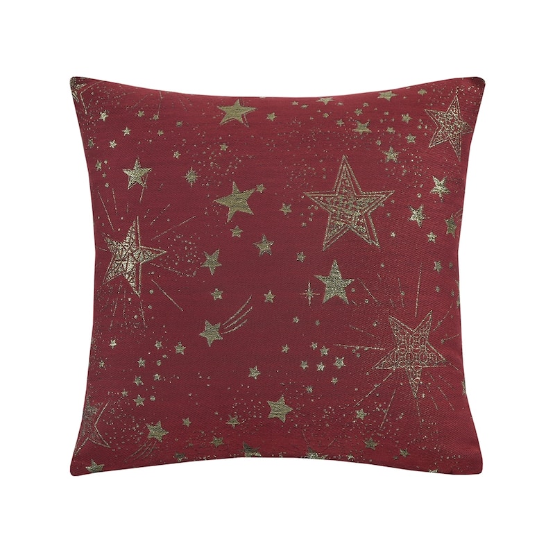 Violet Linen Seasonal Xmas Christmas Holiday Glamours Pattern, 18 Inch x 18 Inch, Square, Decorative Accent Throw Pillow - Shine Stars