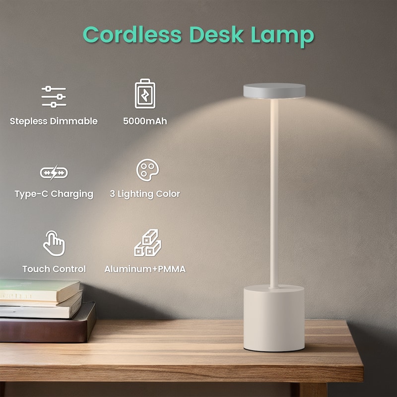 2Pack Cordless Table Lamp Dimmable Desk Lamp