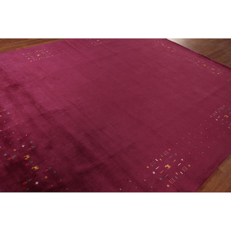 Gabbeh Indian Area Rug Handmade Purple Wool Carpet - 8'2" x 9'8"
