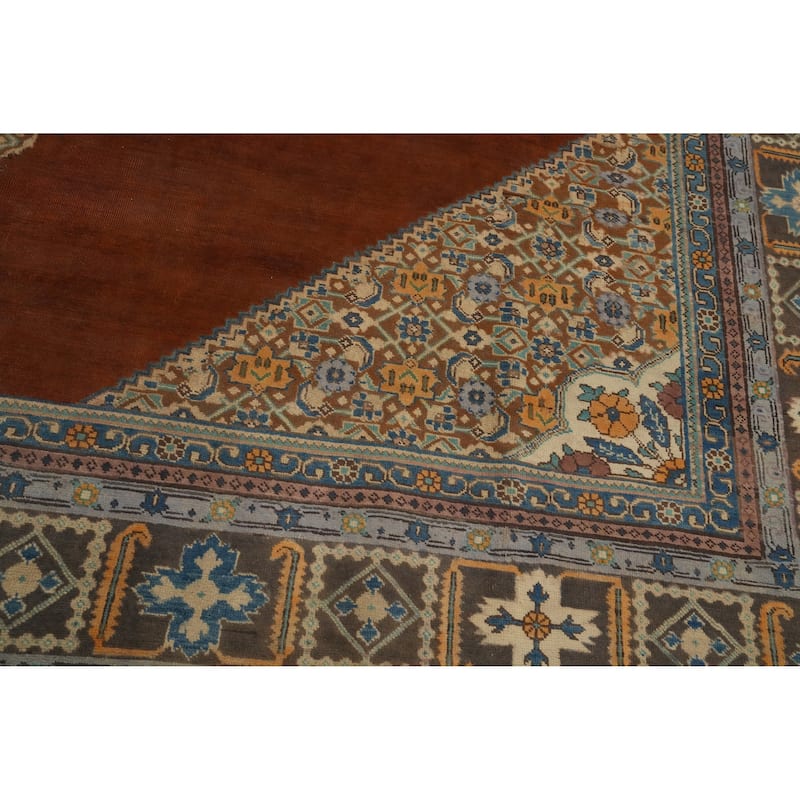 Hand Knotted Oriental 100% Wool Carpet Traditional Medallion Oranges & Rust Tabriz Area Rug - 11' 8'' X 9' 5''
