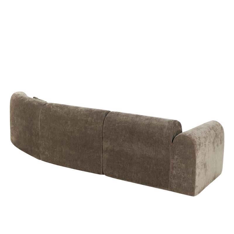 Christopher Knight Home - Curved 140" Upholstered Sectional Sofa with High-Density Fully Compressed Sponge and Chaise Lounge