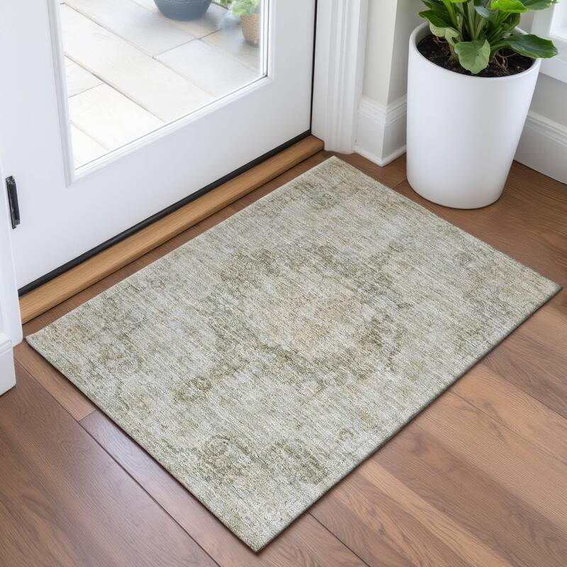 Premium Washable Super Soft Vintage Traditional Mayfield Rug - Sage - 1'8" x 2'6"