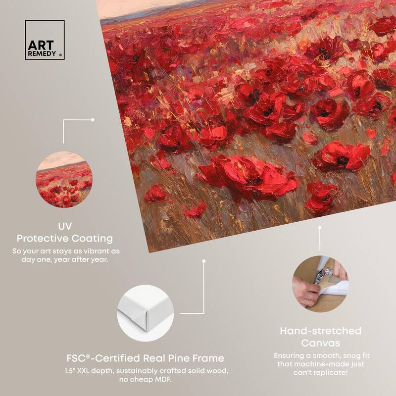 Sea of Red Poppies I Canvas by Art Remedy, Gallery Wrapped