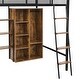 preview thumbnail 12 of 10, Full Size Loft Bed with Bulit-in Desk and Wardrobe, Metal Loft Bedframe with Storage Shelves and Hanging Rod, Kids Playhouse Bed