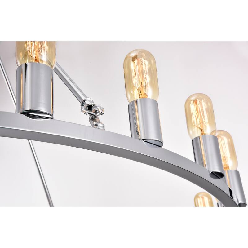 Chrome 48-inch Wagon Wheel 24-light Chandelier