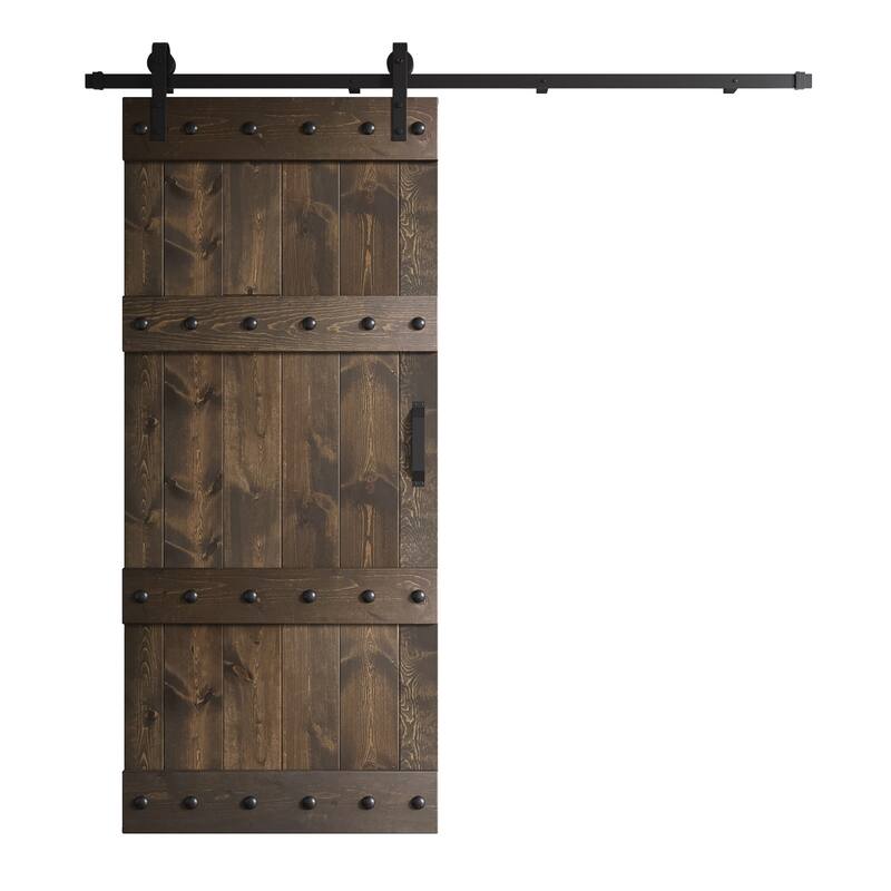 Coast Sequoia 24in./30in./36in. x 84in. Castle Series Pine Wood Sliding Barn Door With Hardware Kit