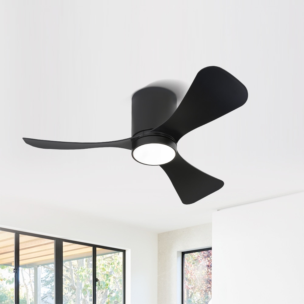 MLiAN 42 In. 3 Blades Indoor Flush Mount Ceiling Fan with Light Kit and Remote - 42"