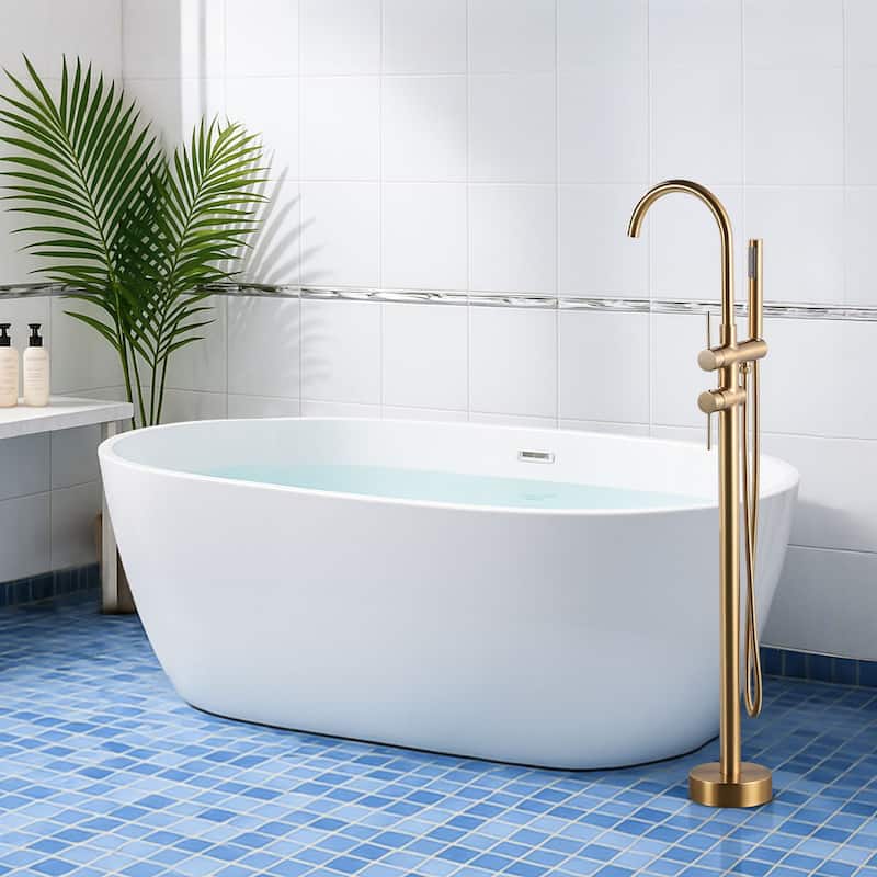 WOWOW Double Handle Freestanding Tub Faucet with Handheld Shower